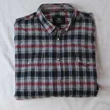 Bugatchi Uomo Large Black Plaid Shaped Fit L/S Pearl Snap Shirt - £19.57 GBP