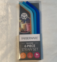 Farberware 6 Piece Large Eco Friendly Reusable Silicone Straw Set NEW Free Ship! - £7.56 GBP