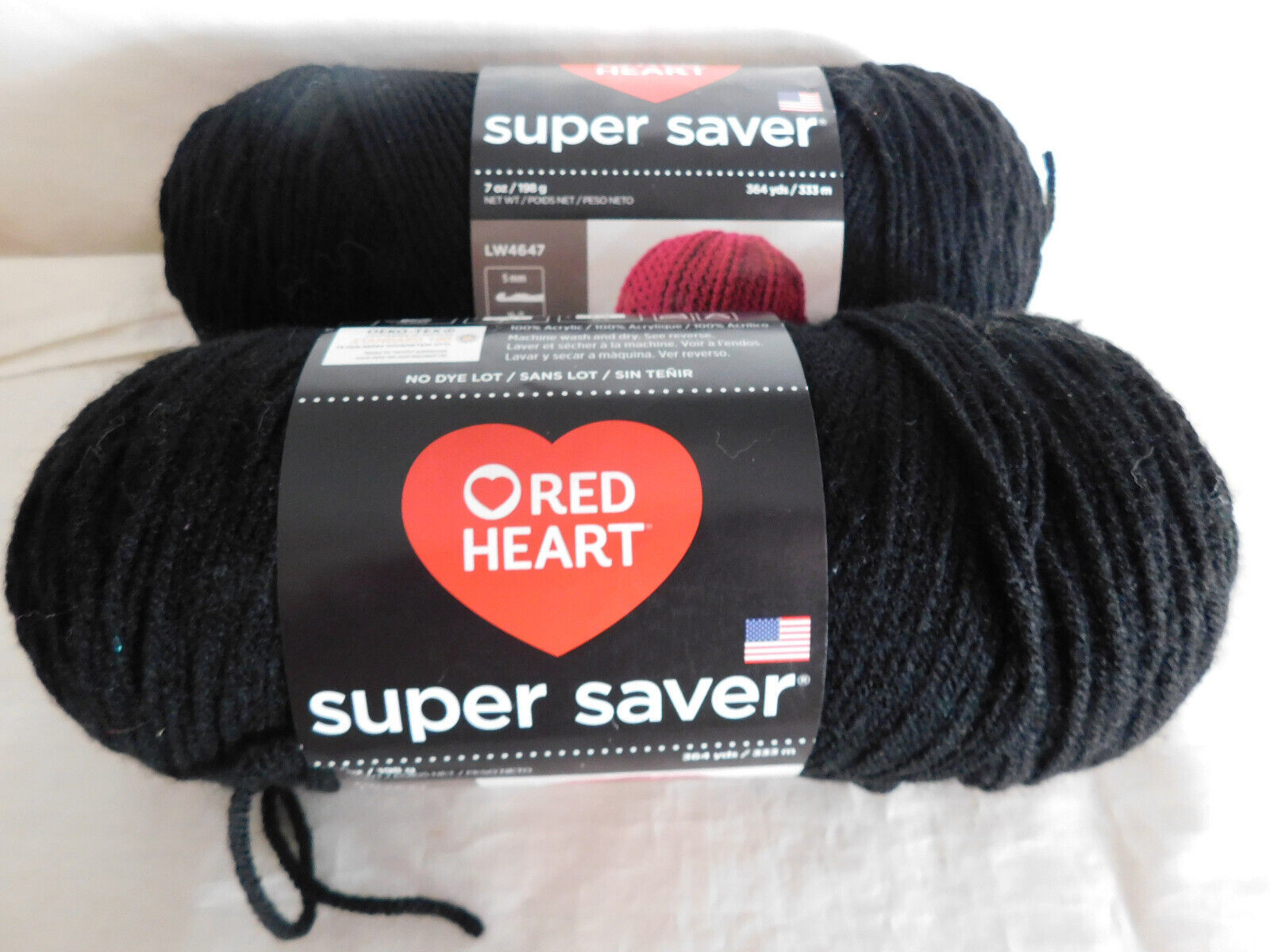 Primary image for Red Heart Super Saver Black dye lot 151118 lot of 2