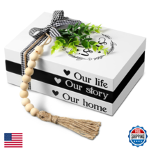 Capoda 3 Pcs Decorative Faux Stacked Wooden Books Home Decor Farmhouse - $37.80