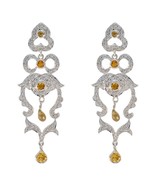 comely Citrine 925 Sterling Silver Yellow Earring genuine wholesale CA gift - $79.69 CAD