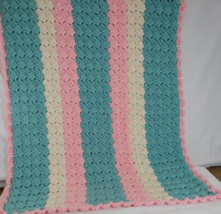 Baby Blanket Hand Made Crochet 30&quot; X 40&quot; 3 Colors - £23.74 GBP