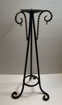 Wrought iron pillar candle holder 15&quot; black and antique gold accents - $14.99