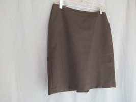 Ann Taylor skirt straight  pencil 6P brown poly wool blend lined double pleat - £13.27 GBP