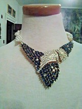 Vintage Necklace Set Dazzling Choker Faux Blue Sapphires + Earrings &amp; Bracelet - £124.69 GBP