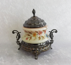 Trinket Box -- Antique -- Floral and Metal -- No Mark -- Unknown Origin - $24.99