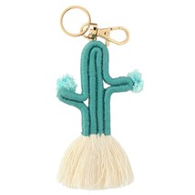 Gift Summer Car Key Holder Trendy Women Hand Made BOHO Cactus Key Chain Tassel B - £9.20 GBP+