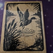 R-15 Wood Carved Duck Rubber Stamp Wood Mounted By Stampendous 4.5” H X 3.5” W - £9.11 GBP