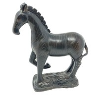 Zebra Figurine Statuette Black on Black Wildlife Zoo Animal Decor 8.5&quot; Tall - £31.11 GBP