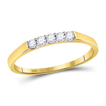 10kt Yellow Gold Womens Round Diamond Single Row 5-stone Band Ring 1/6 Cttw - $3,360.01 MXN