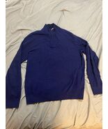 Bonobos Men&#39;s Navy Blue Slim Fit Quarter Zip Sweater Large Long Sleeve P... - $363.58 MXN