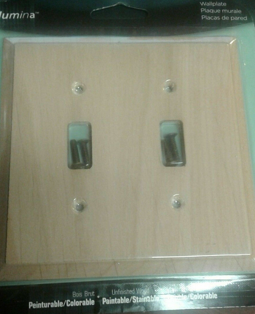Elumina Wallplate/Face plate for double toggle switch Wood unfinished NEW - $15.00