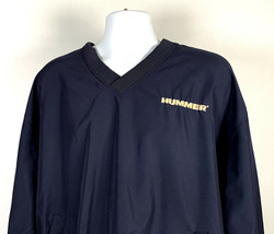 Hummer Pullover Jacket Large Navy Blue Embroidered Logo Polyester Pockets - $46.48