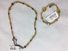 NWTs Cookie Lee 15-18&quot; Yellow Bead Necklace And Bracelet - $19.78