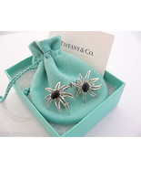 Tiffany &amp; Co Silver Onyx Fireworks Clip On Earrings Gift Pouch Gemstone ... - £637.08 GBP