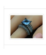 Size 7 Black And Blue Cz Wedding Engagement Rings Set - $34.07 CAD