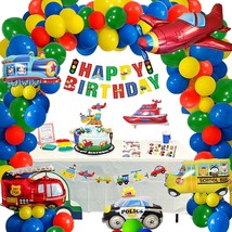 Transportation Party Decorations For Boys, 49Pcs Construction Happy Birthday Sup - £22.19 GBP