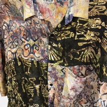 Vintage Shirt DRESS FRESH Batik Patchwork Tie Dye art to wear print Hawaiian L - £31.71 GBP