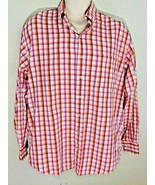 Mens John Ashford Orange Pink Plaid Checked Shirt Long Sleeves Button Up... - £6.31 GBP
