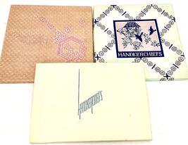 Vintage RETRO Boxes (3) Gift Box Hankies 3 in Each Embroidered 1940s Gre... - $29.65