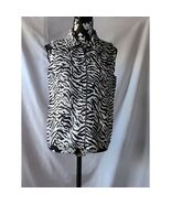 Womens Rhinestone Zip Up Collared Top Balck White Leopard Print Vest Sle... - $19.75