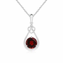 Authenticity Guarantee 
Garnet Knotted Heart Pendant with Diamond in 14K Whit... - £394.96 GBP