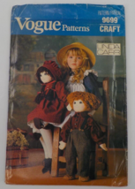 Vogue Craft Pattern #9699 Boy &amp; Girl 22&quot; Dolls &amp; Clothes Dress Bonnet Uncut 1986 - £7.86 GBP