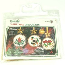 Wonder Art Creative Crewel Christmas Ornaments 5999 Set of 3 Designs Candle Bell - £17.42 GBP