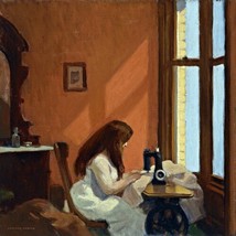 painting  Art Girl at Sewing Machine by Edward Hopper.   Print Canvas Gi... - $11.29+