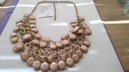  Beaded simulated rose quartz cluster loops stretch costume necklace han... - $30.00