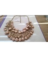  Beaded simulated rose quartz cluster loops stretch costume necklace han... - £23.45 GBP