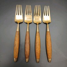 Antique Rosewood Bronze and Wood Set of 4 Salad Fork Thailand Rare - £28.92 GBP