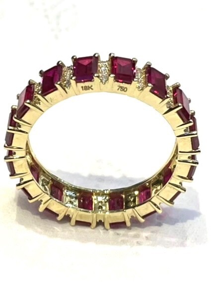 18k ruby full eternity 18k solid gold ruby diamonds ring Item image 8