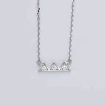 0.75Ct Round Cut Lab-Created Diamond Triangle Pendant 14k White Gold Plated - £109.61 GBP