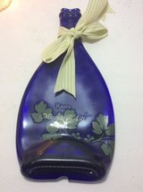 1 RISATA MOSCATO d&#39;ASTI Cobalt Blue Glass SLUMPED Wine Bottle,Candy Dish - £14.60 GBP