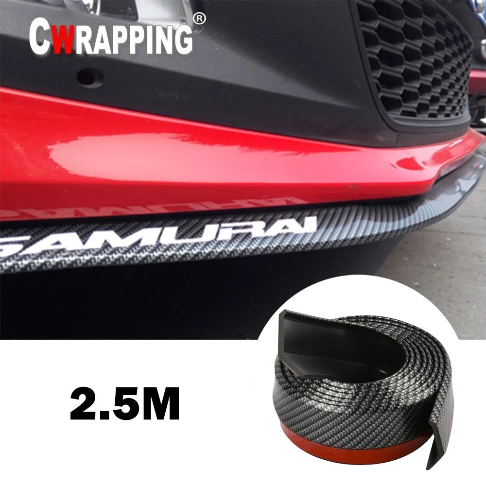 Car Front Bumper Lip Carbon Fiber Rubber Universal  Protector Bumper Lip Strip - £18.67 GBP+