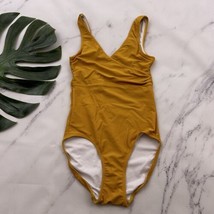 Lime Ricki Womens One Piece Swimsuit Size XXS Marigold Yellow Ruched Tan... - $25.73