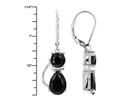 CAT Black Spinel Rhodium Over Sterling Silver Cat Earrings 6.02ctw.  - £36.18 GBP