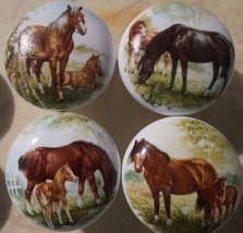 Ceramic Knobs Horses Mare and foal #1 Horse (4) - $21.73