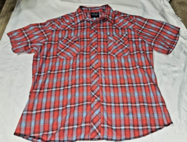Wrangler Western Shirt Mens XL Red blue black Pearl Snaps Button Down Co... - $14.50