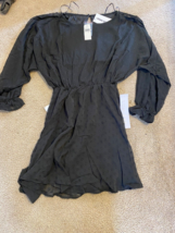Eggie Urban Outfitters Dress Black Puff Sleeve Mini Dress M Gothic Boho NWT - £22.38 GBP