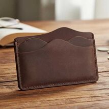 Vintage Crazy Horse Leather Card Holder  Genuine Cowhide Slim Wallet for... - $30.00