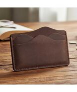 Vintage Crazy Horse Leather Card Holder  Genuine Cowhide Slim Wallet for... - $30.00