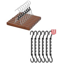 Walnut Wood Pant Hangers And 12 Closet Organizers - £40.87 GBP