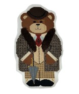 Vintage Completed Dapper Teddy Bear 3-D Needlepoint for Pillow 16&quot; - £23.32 GBP