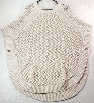 Talbots Poncho Sweater Womens Size Large Beige Knit Cotton Sleeveless Crew Neck - £19.54 GBP