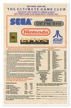 The Ultimate Game Club Sega Nintendo Atari Vintage 1990 Newsprint Magazine Ad - £7.63 GBP