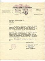 Universal Camera Corporation Signed Letter UNIVEX New York 1937 - $27.72