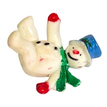 Miniature Snowman Figurine Vintage Hong Kong Plastic Crafting Holiday Figure - $9.94