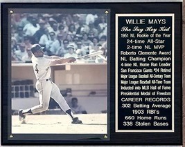 Willie Mays MLB Hall of Fame 12x15 Stats Plaque - £26.94 GBP